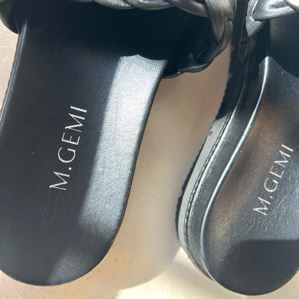 M. Gemi Black Braided Leather Slide Sandals - Picture 5 of 5